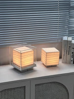 Lumo Cube Table Lamp – Modern Glass & Fabric LED Accent Light