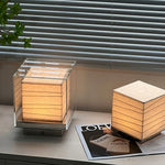 Lumo Cube Table Lamp – Modern Glass & Fabric LED Accent Light
