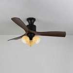 Lumo Orb Ceiling Fan Light with Amber Glass Globes and Walnut Blades