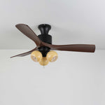 Lumo Orb Ceiling Fan Light with Amber Glass Globes and Walnut Blades