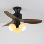 Lumo Orb Ceiling Fan Light with Amber Glass Globes and Walnut Blades