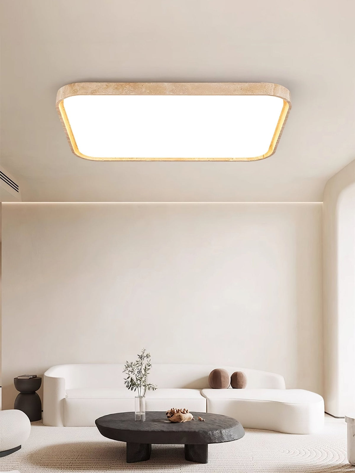 Lumo Stone Travertine LED Flush Mount Ceiling Light for Modern Interiors