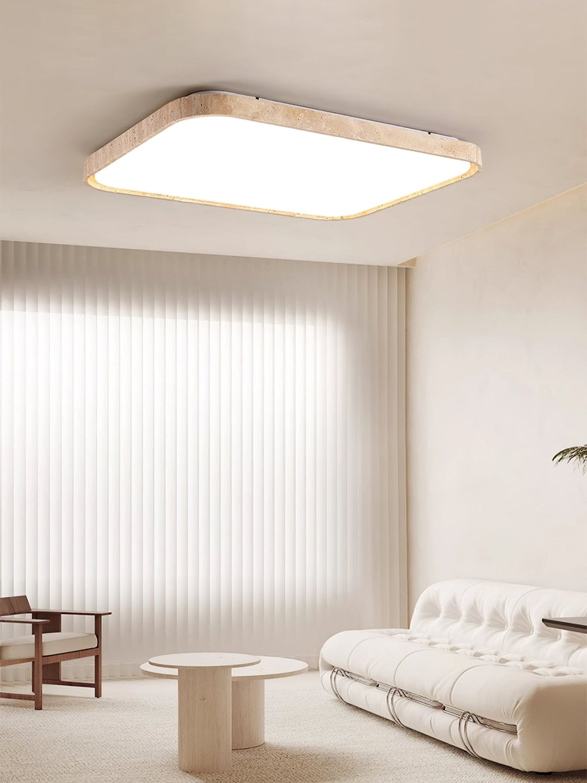 Lumo Stone Travertine LED Flush Mount Ceiling Light for Modern Interiors