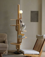 Lumo Tree Floor Lamp – Sculptural Wooden Pet Tower with Ambient LED Light
