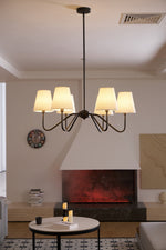 Lumos Black Chandelier – Modern Fabric Shade Pendant Light for Dining Room