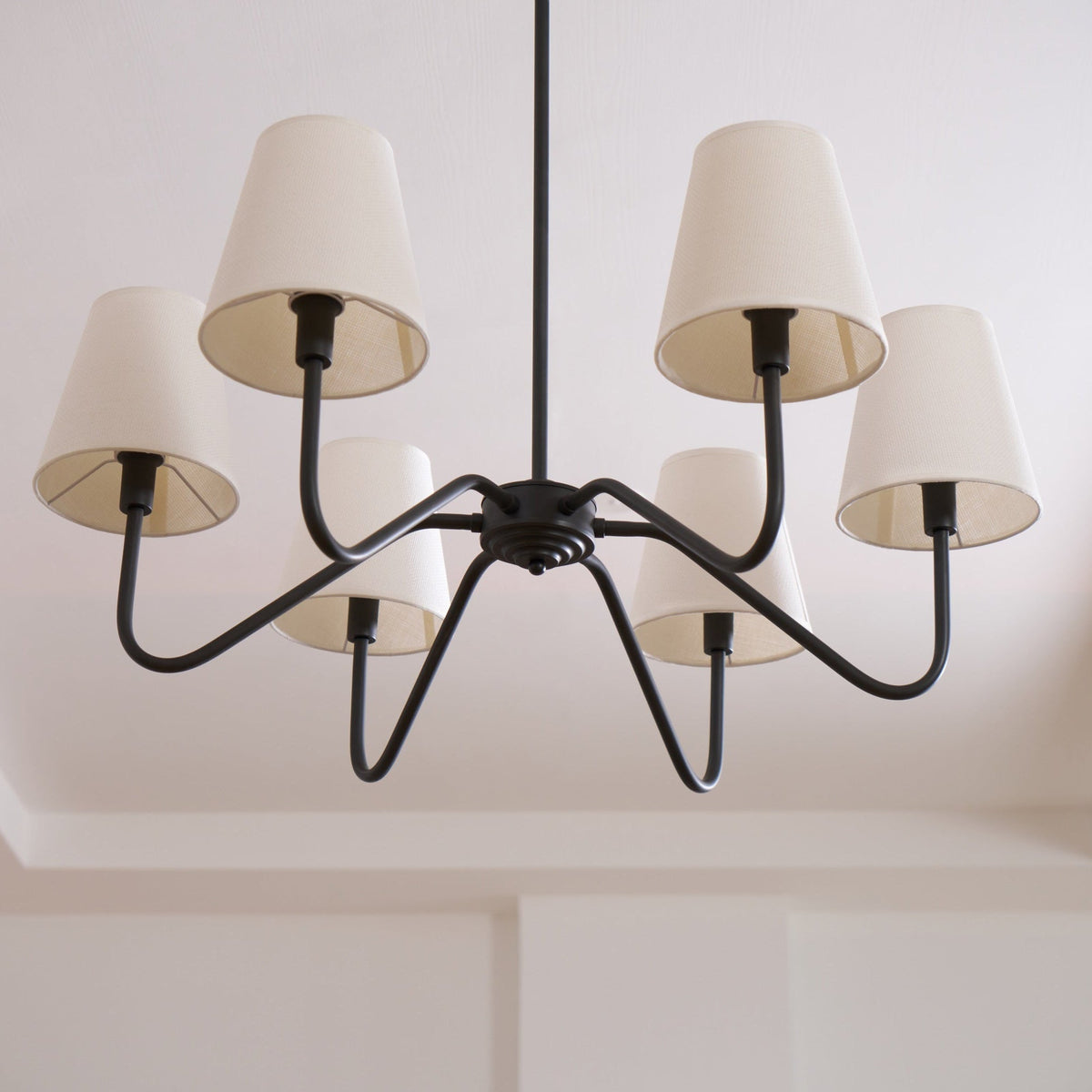 Lumos Black Chandelier – Modern Fabric Shade Pendant Light for Dining Room