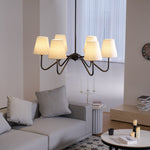 Lumos Black Chandelier – Modern Fabric Shade Pendant Light for Dining Room