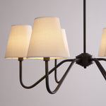 Lumos Black Chandelier – Modern Fabric Shade Pendant Light for Dining Room