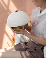 Luna Stone Mini Alabaster Table Lamp with Brass Base