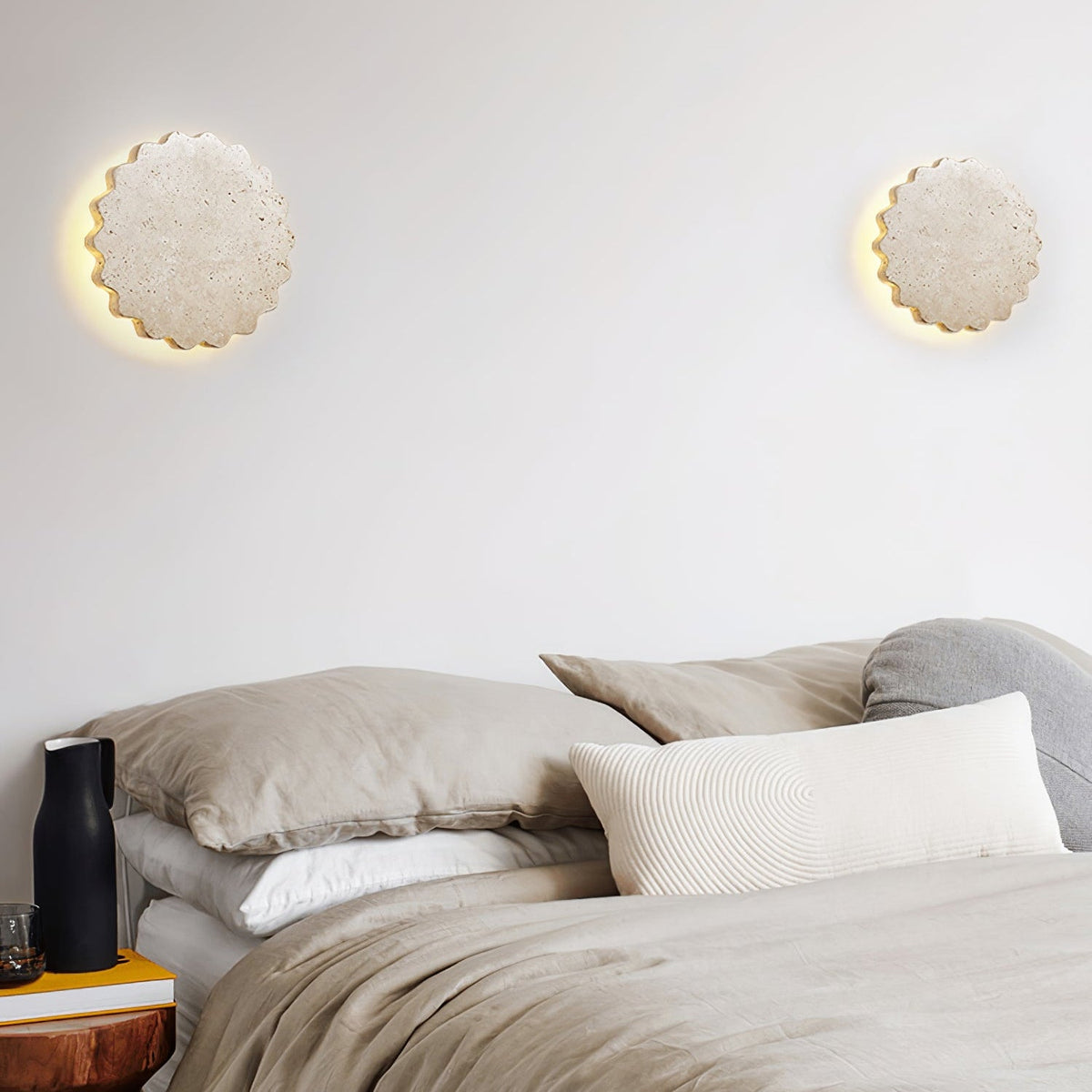 Luna Scallop Wall Sconce in Natural Travertine