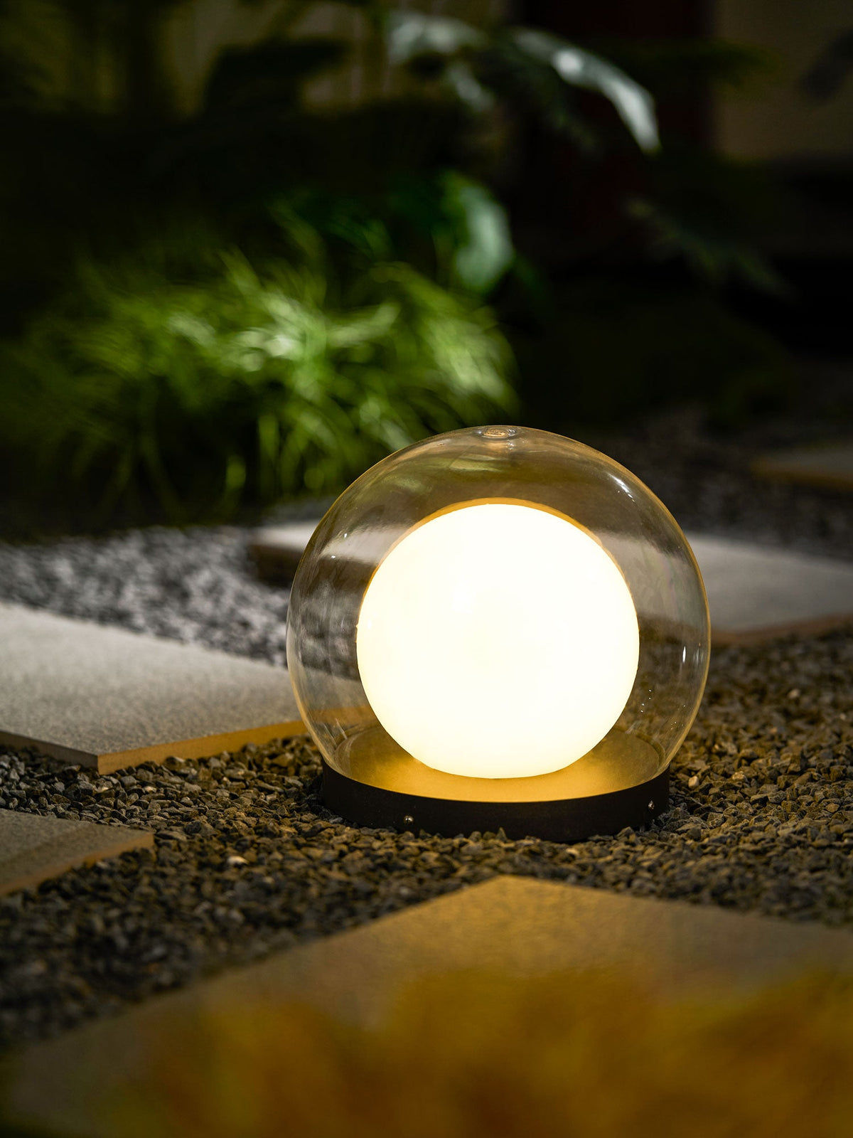 Luna Dome Outdoor Table Lamp – Minimalist Sphere with Protective Glow