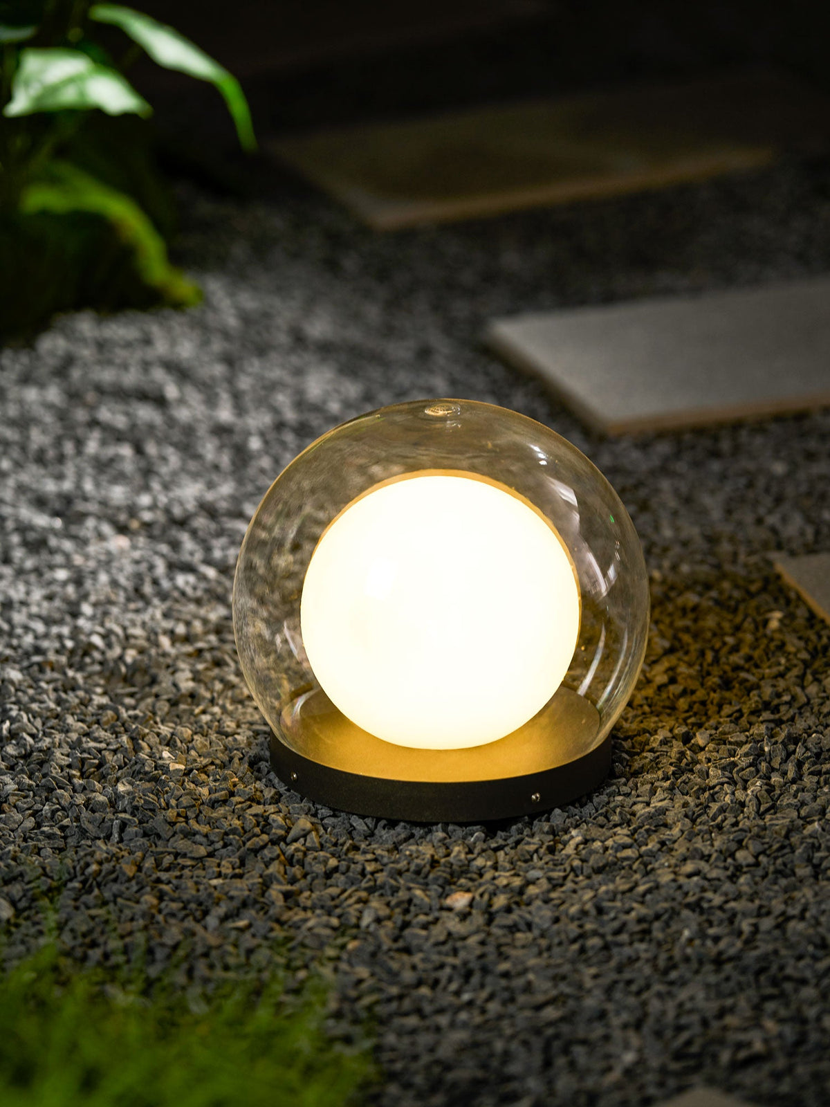 Luna Dome Outdoor Table Lamp – Minimalist Sphere with Protective Glow