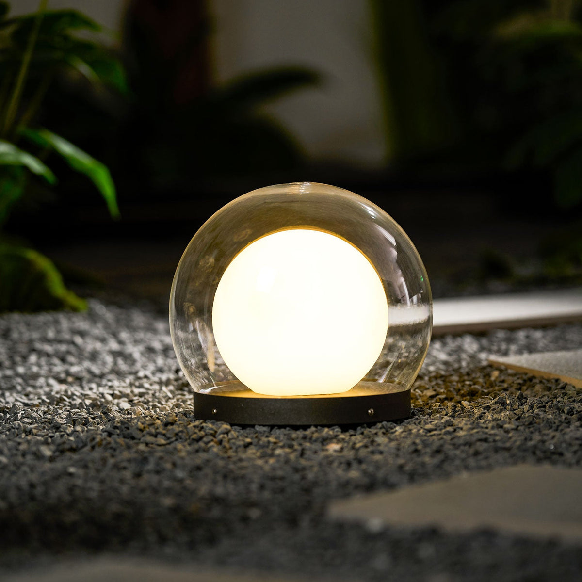 Luna Dome Outdoor Table Lamp – Minimalist Sphere with Protective Glow