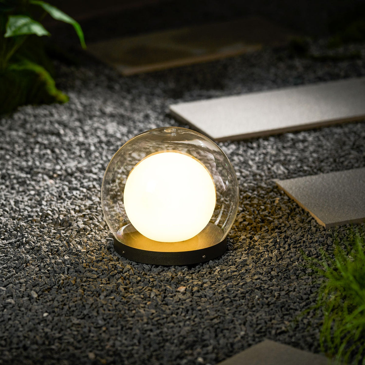 Luna Dome Outdoor Table Lamp – Minimalist Sphere with Protective Glow