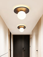 Luna Eruption Flush Mount Ceiling Light in Black Travertine and Opal Glass