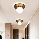 Luna Eruption Flush Mount Ceiling Light in Black Travertine and Opal Glass