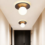 Luna Eruption Flush Mount Ceiling Light in Black Travertine and Opal Glass