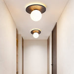 Luna Eruption Flush Mount Ceiling Light in Black Travertine and Opal Glass