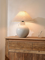 Luna Jug Ceramic Table Lamp with Beige Fabric Shade for Bedroom and Living Room