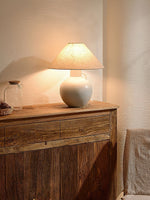 Luna Jug Ceramic Table Lamp with Beige Fabric Shade for Bedroom and Living Room