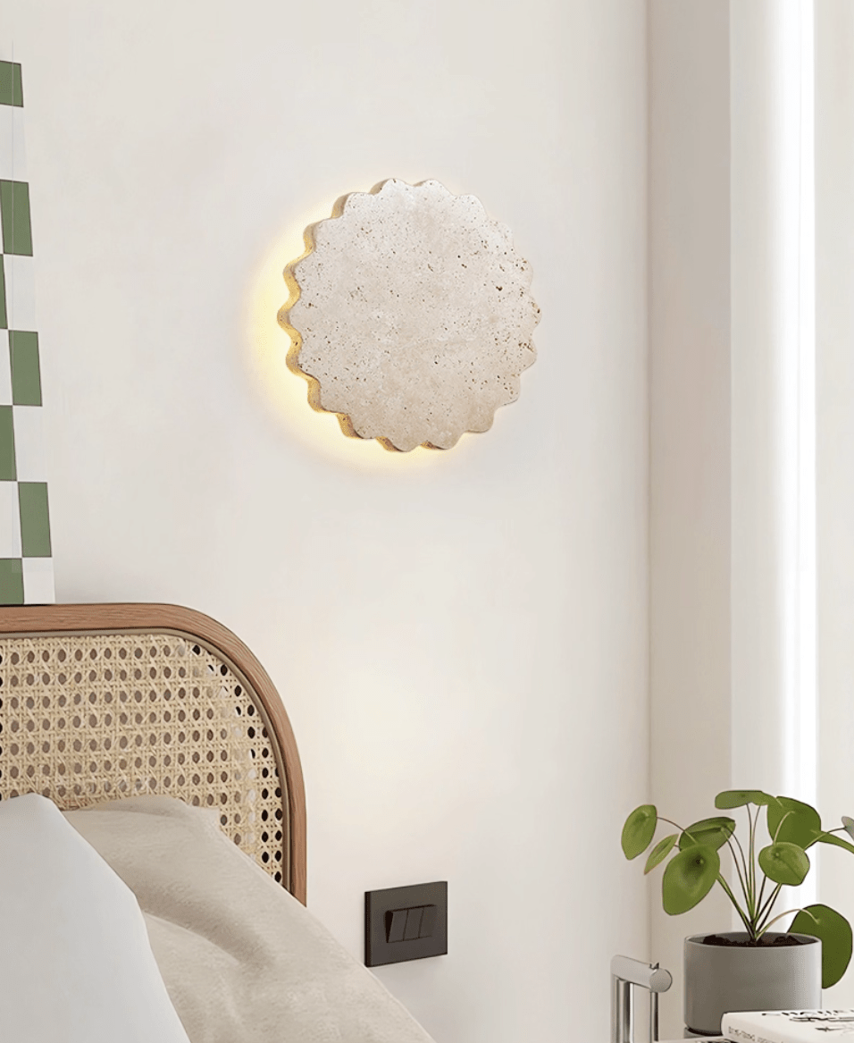 Luna Scallop Wall Sconce in Natural Travertine