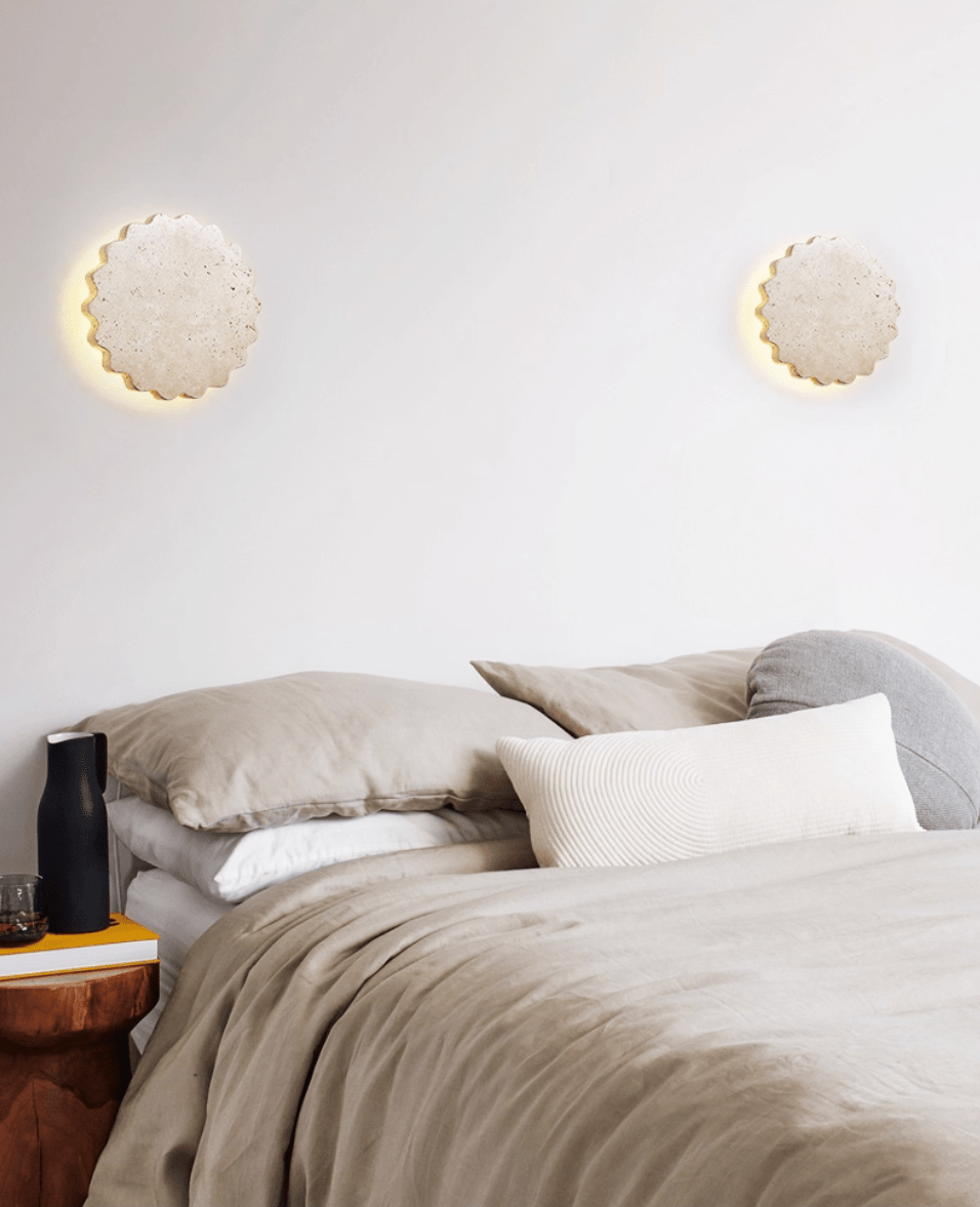 Luna Scallop Wall Sconce in Natural Travertine