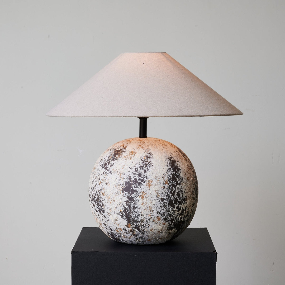 Luna Terra Ceramic Table Lamp with Linen Shade for Modern Interiors