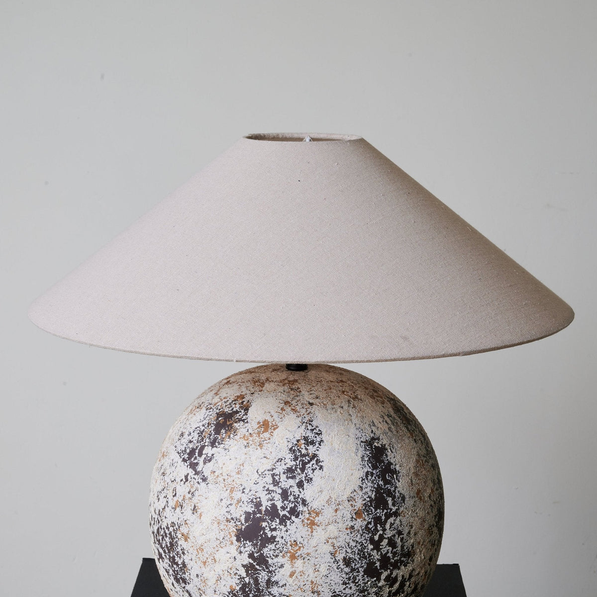 Luna Terra Ceramic Table Lamp with Linen Shade for Modern Interiors