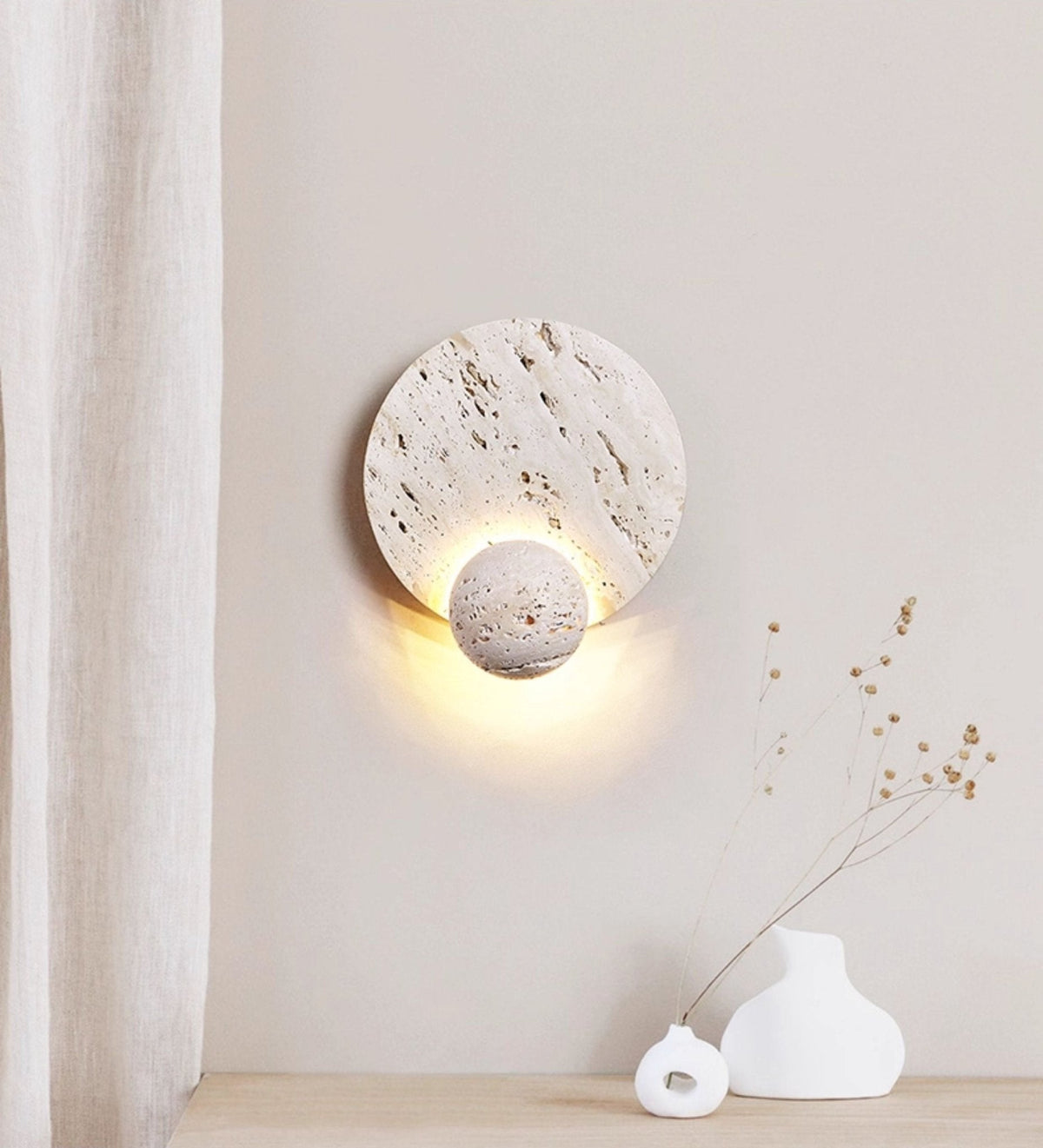 Luna Travertine Wall Sconce | Modern Organic LED Wall Light