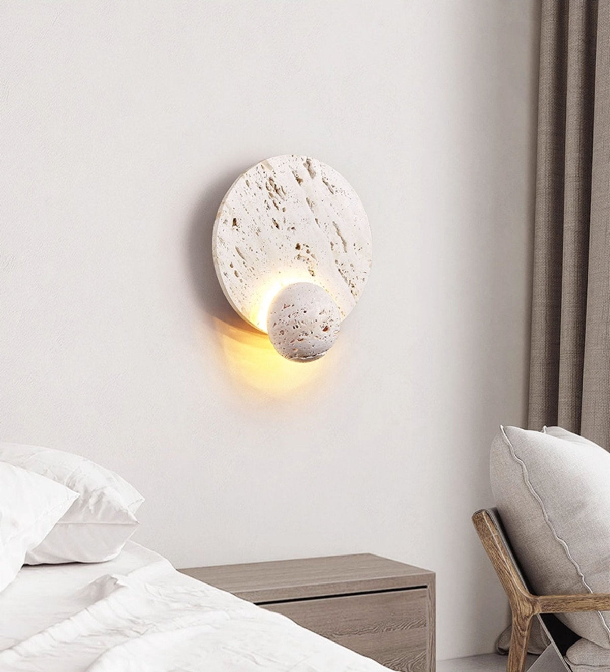 Luna Travertine Wall Sconce | Modern Organic LED Wall Light
