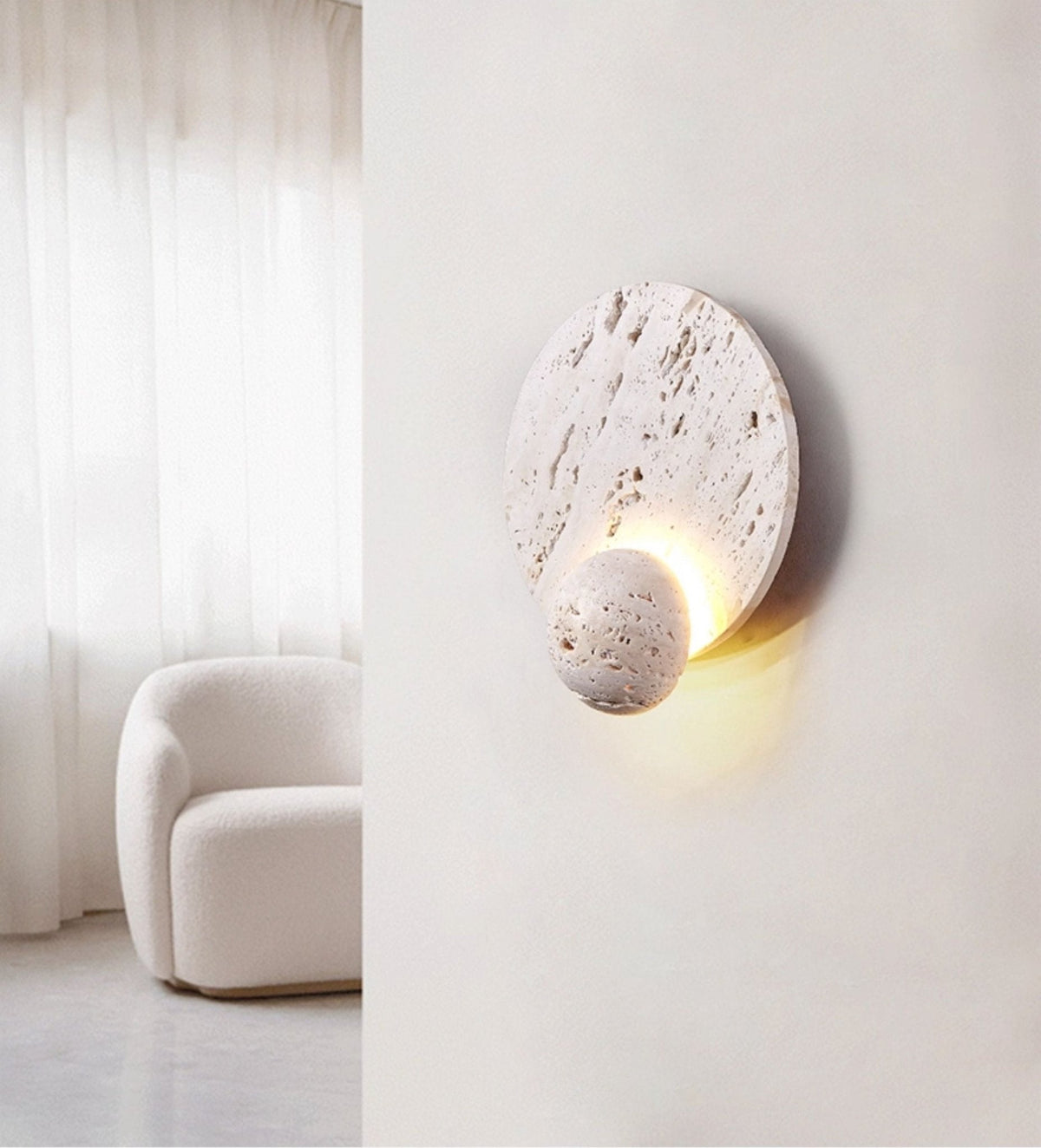 Luna Travertine Wall Sconce | Modern Organic LED Wall Light