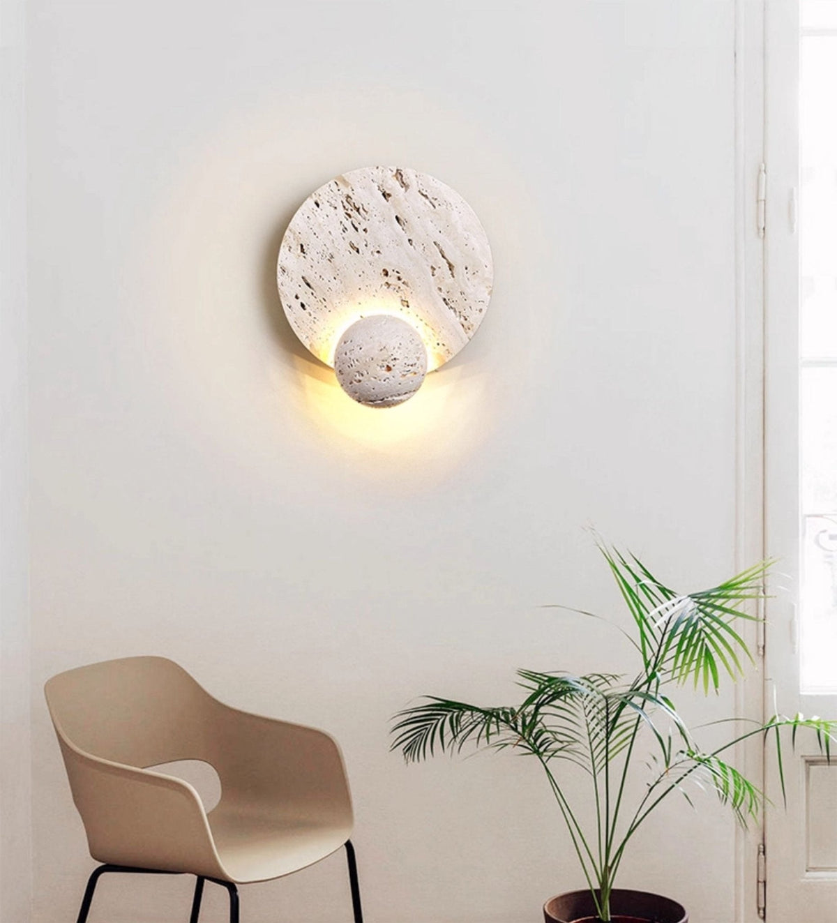 Luna Travertine Wall Sconce | Modern Organic LED Wall Light
