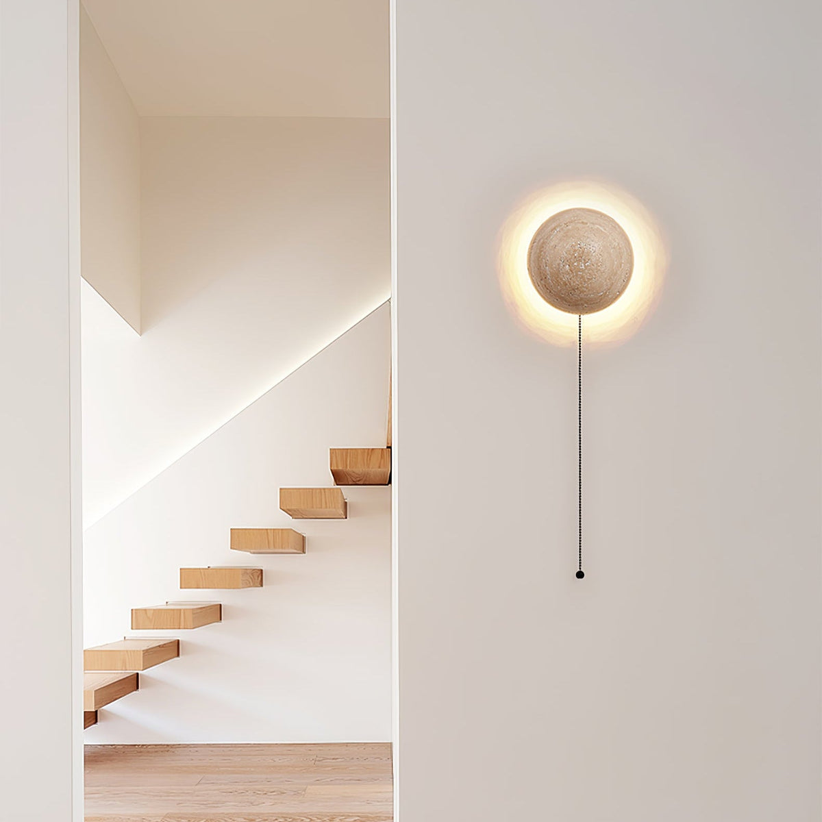 Luna Travertine Wall Sconce – Natural Stone LED Wall Light for Modern Interiors