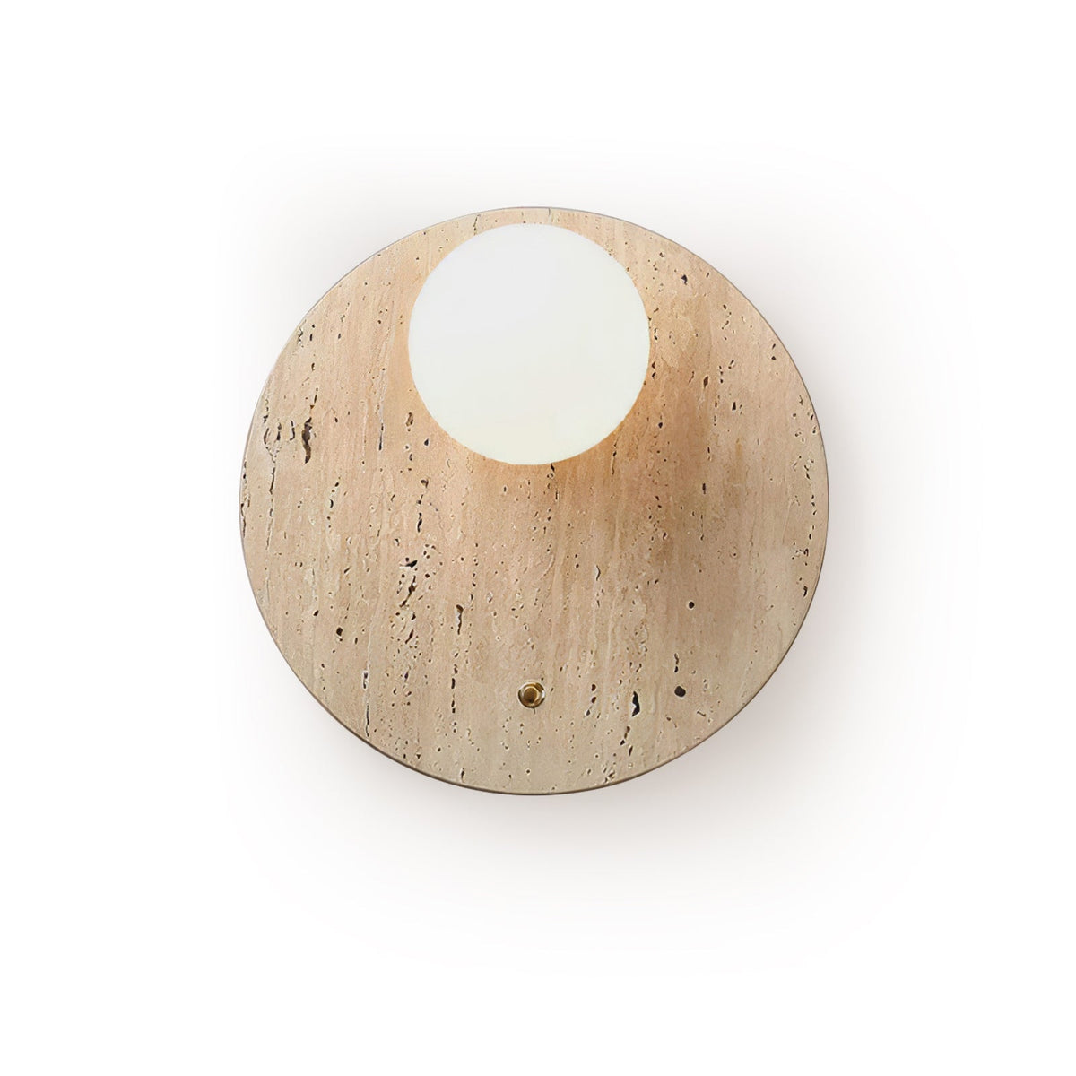 Luna Travertine Wall Sconce — Natural Stone & Glass Ambient Light
