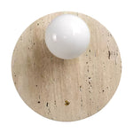 Luna Travertine Wall Sconce — Natural Stone & Glass Ambient Light
