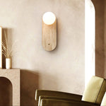 Luna Travertine Wall Sconce — Natural Stone & Glass Ambient Light
