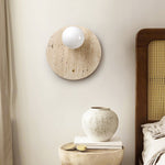 Luna Travertine Wall Sconce — Natural Stone & Glass Ambient Light