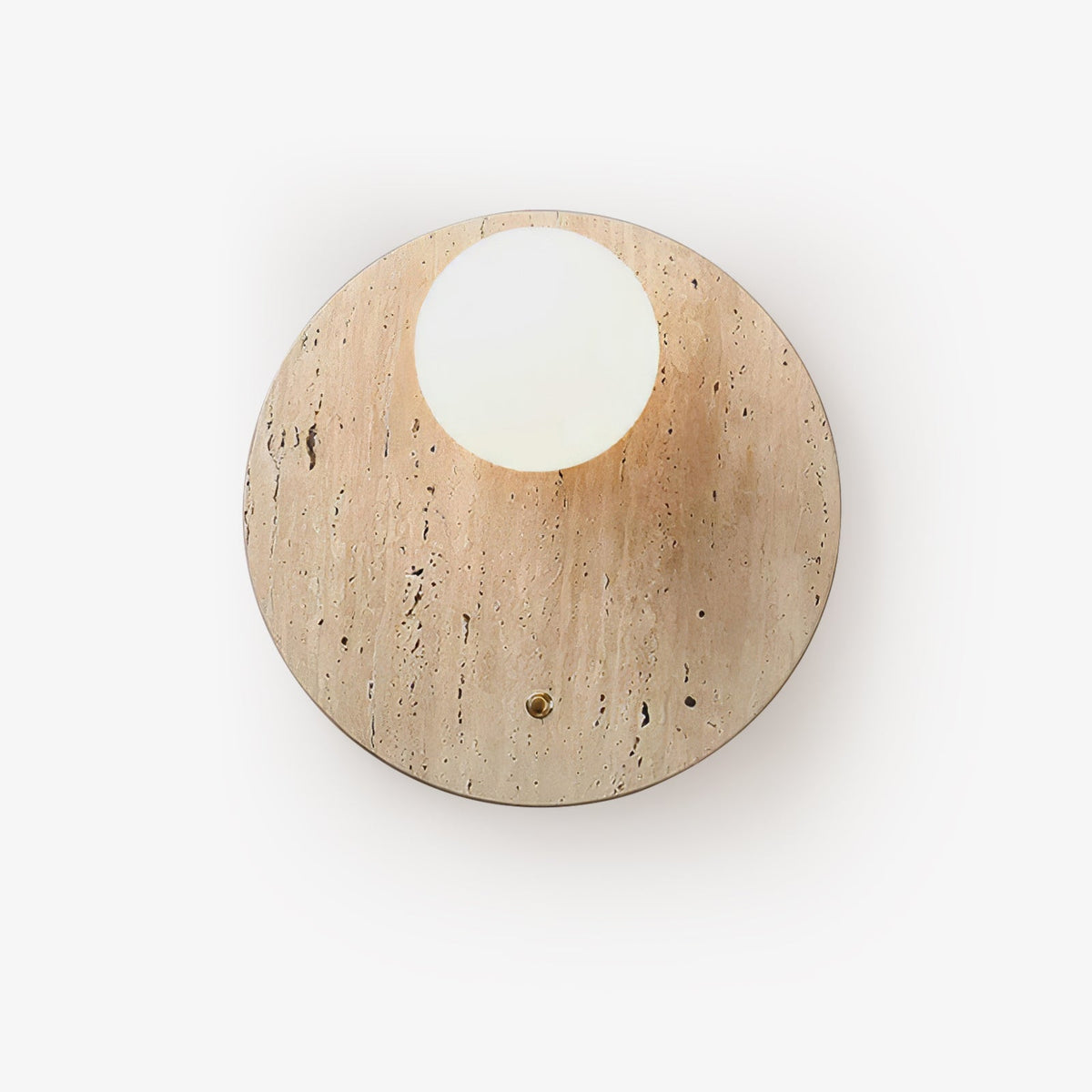 Luna Travertine Wall Sconce — Natural Stone & Glass Ambient Light