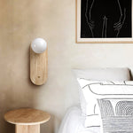 Luna Travertine Wall Sconce — Natural Stone & Glass Ambient Light