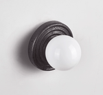 Lunara Black Travertine Wall Sconce with Opal Glass Globe