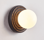 Lunara Black Travertine Wall Sconce with Opal Glass Globe