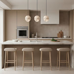Lunar Dome Alabaster Pendant Light – Modern Minimalist Ceiling Lamp