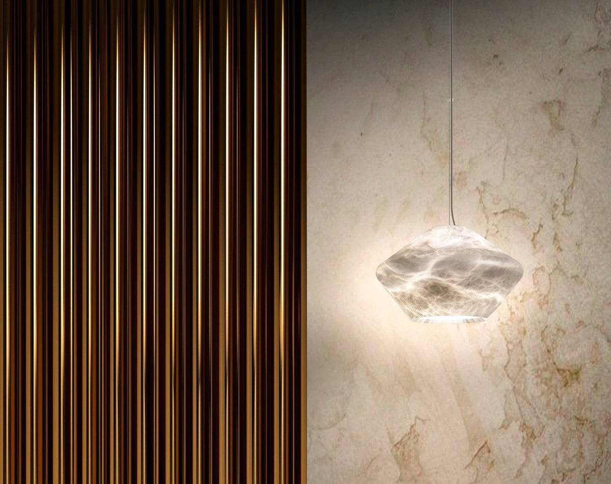 Alabaster Veil Pendant Light – Modern Designer Hanging Lamp for Dining & Living