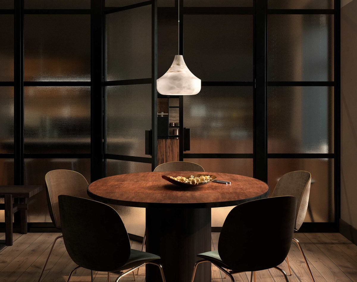 Alabaster Veil Pendant Light – Modern Designer Hanging Lamp for Dining & Living