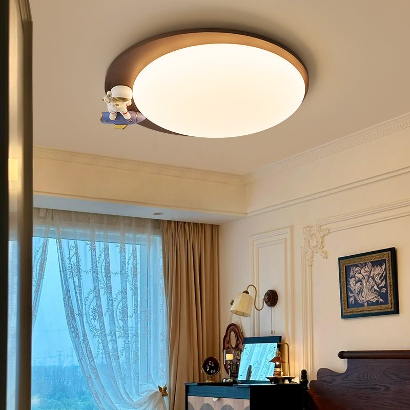 Lunar Buddy Ceiling Lamp — Modern Flush Mount with Astronaut Accent