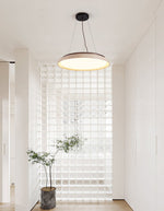 Lunar Disc Travertine Pendant Light – Modern Natural Stone Ceiling Lamp