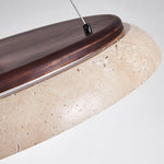 Lunar Disc Travertine Pendant Light – Modern Natural Stone Ceiling Lamp