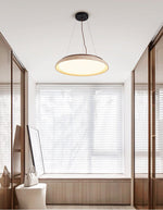 Lunar Disc Travertine Pendant Light – Modern Natural Stone Ceiling Lamp