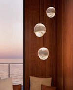 Lunar Dome Alabaster Pendant Light – Modern Minimalist Ceiling Lamp