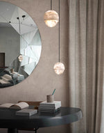 Lunar Dome Alabaster Pendant Light – Modern Minimalist Ceiling Lamp